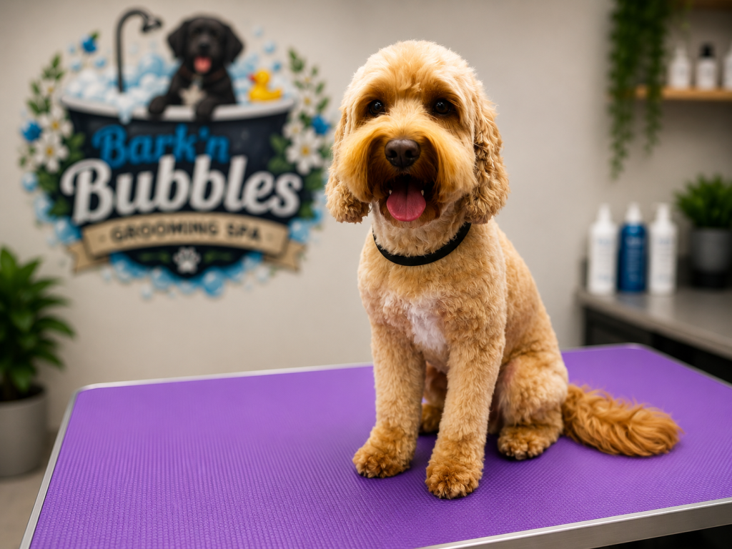 Well groomed dog at Bark ’N Bubbles Dog Grooming Spa